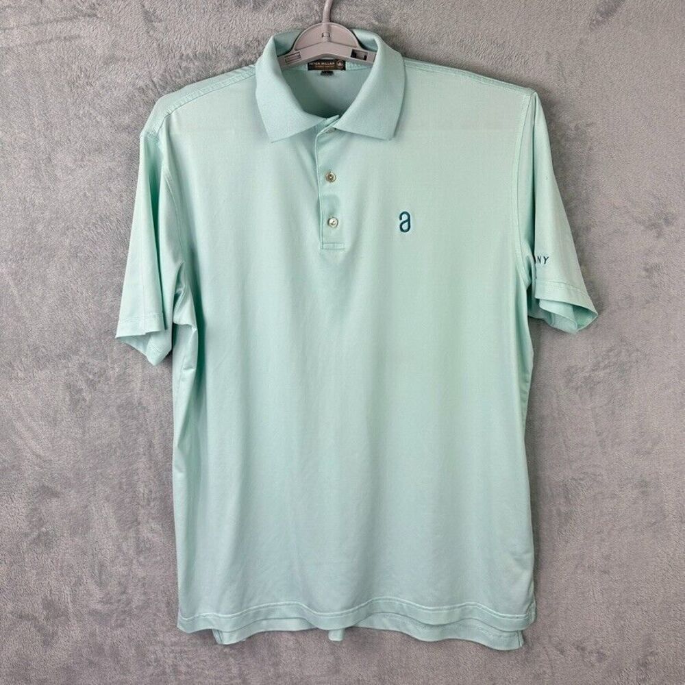 peter millar summer comfort‎ shirt mens large green albany polo short sleeve*